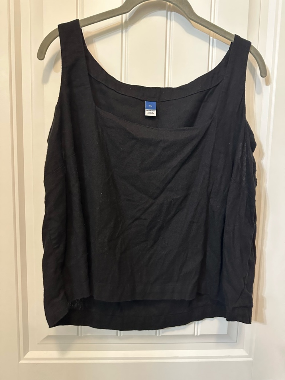 Old Navy Black Linen Blend Square Neck Tank
